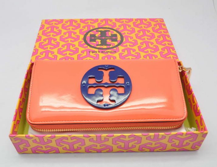 Tory Burch Patent Leather Zip Around Wallet Pink